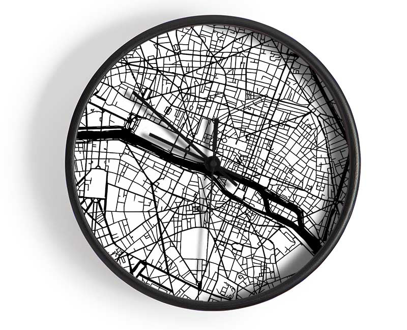 Map Of The City 3 Paris Clock - Wallart-Direct UK