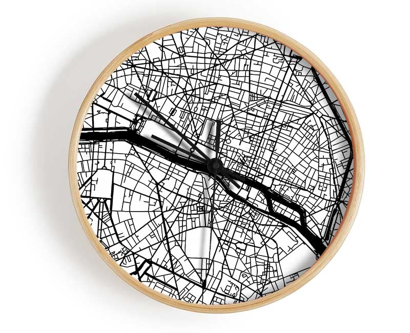 Map Of The City 3 Paris Clock - Wallart-Direct UK