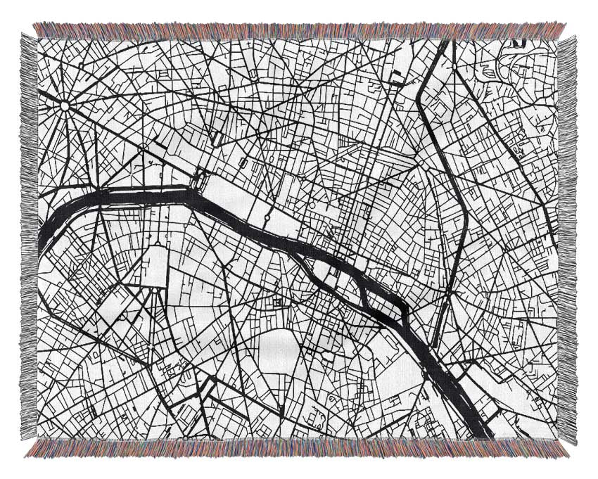 Map Of The City 3 Paris Woven Blanket