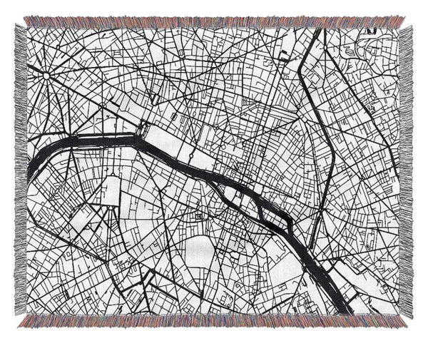 Map Of The City 3 Paris Woven Blanket