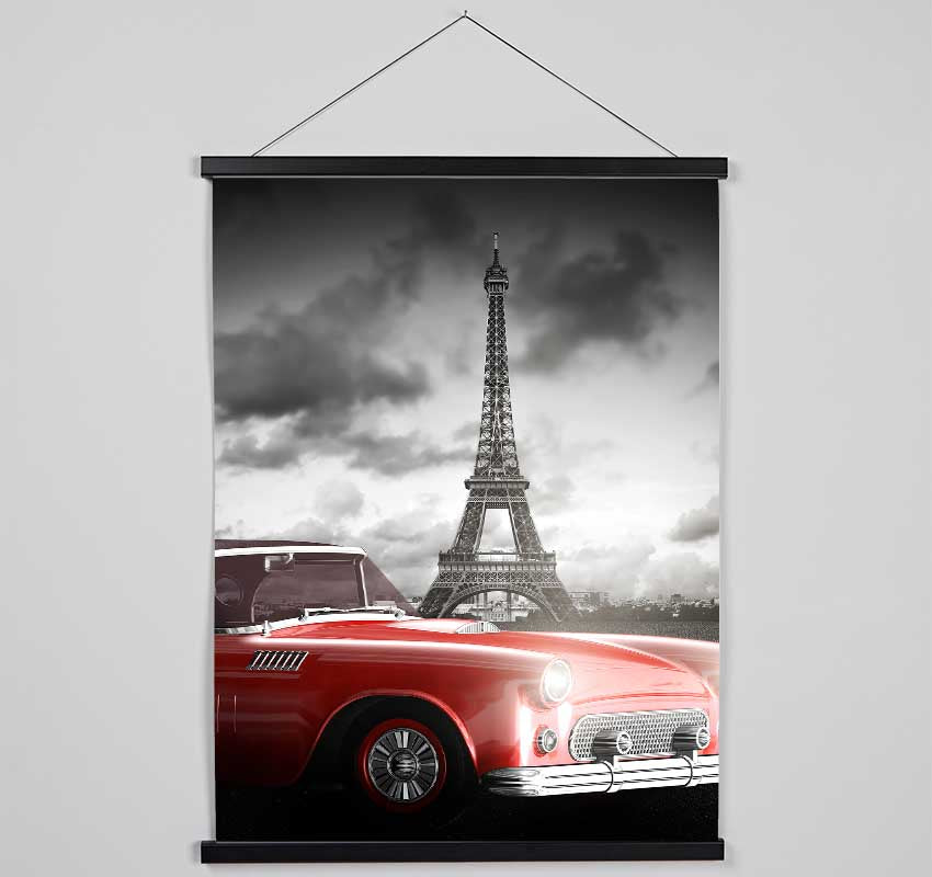 Eiffel Tower Retro Car Hanging Poster - Wallart-Direct UK