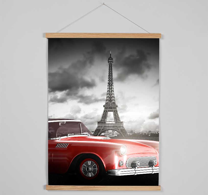 Eiffel Tower Retro Car Hanging Poster - Wallart-Direct UK