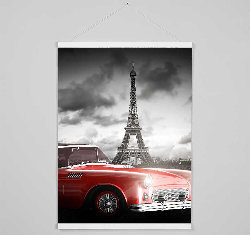 Eiffel Tower Retro Car Hanging Poster - Wallart-Direct UK