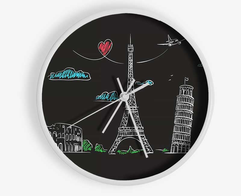 Famous Citys Of The Europe 1 Clock - Wallart-Direct UK