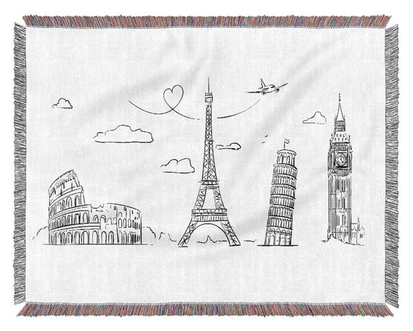 Famous Citys Of The Europe 2 Woven Blanket