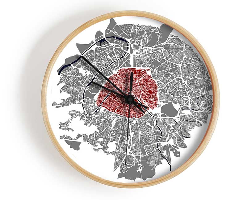 Map Of The City 5 Paris Clock - Wallart-Direct UK