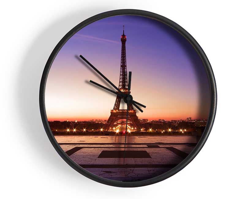 Eiffel Tower Sunset 7 Clock - Wallart-Direct UK