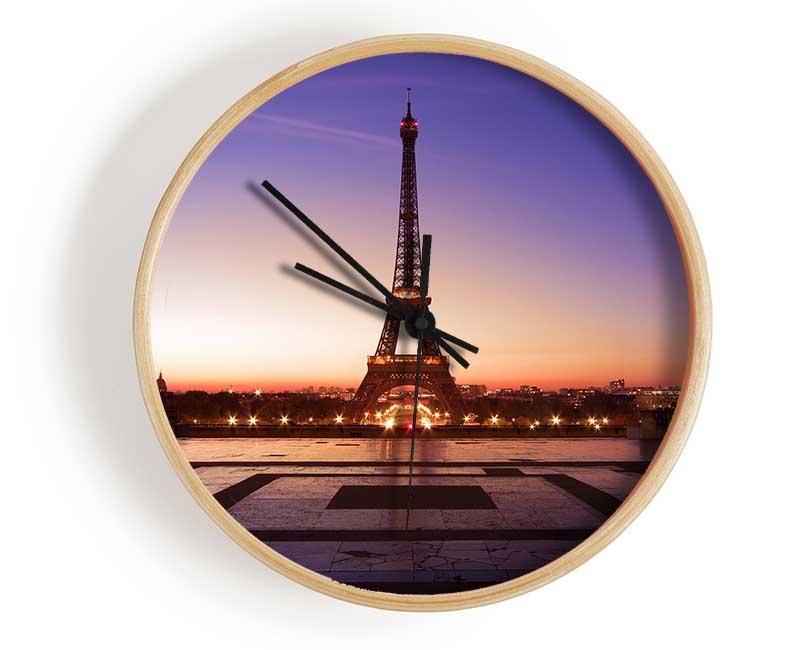 Eiffel Tower Sunset 7 Clock - Wallart-Direct UK