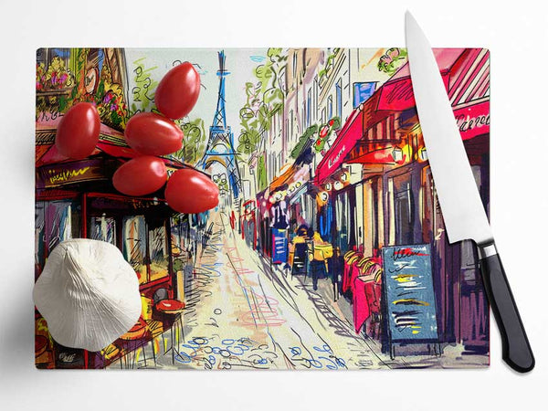 Eiffel Tower Streets 19 Glass Chopping Board