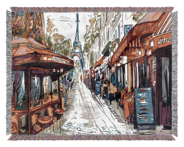 Eiffel Tower Streets 19 Woven Blanket