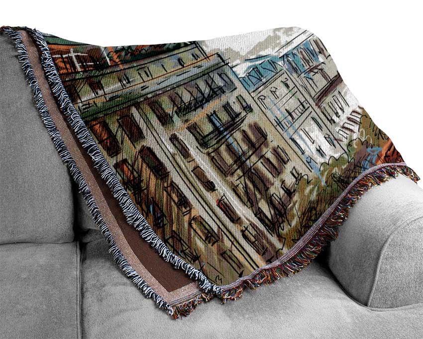 Eiffel Tower Over The City 9 Woven Blanket