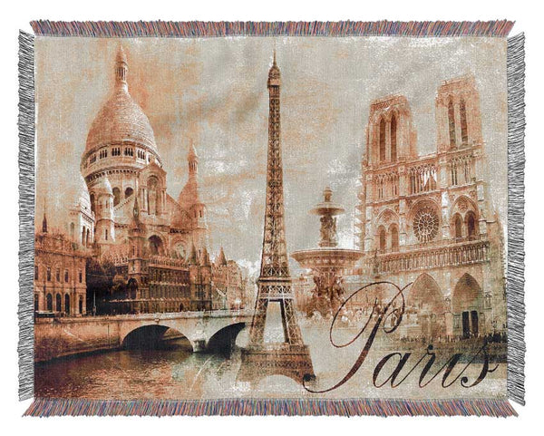 Eiffel Tower Retro 13 Woven Blanket