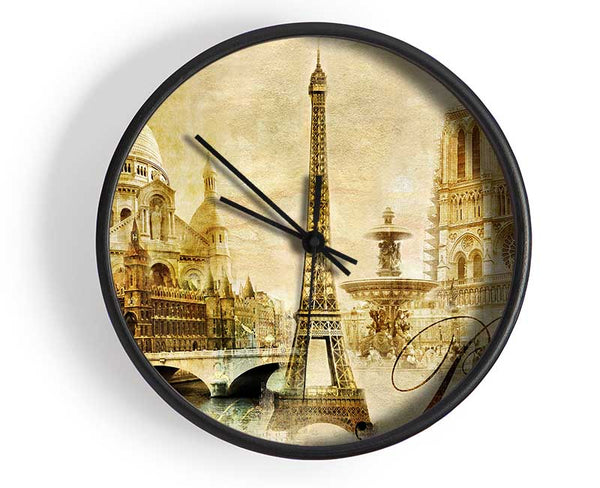 Eiffel Tower Retro 13 Clock - Wallart-Direct UK