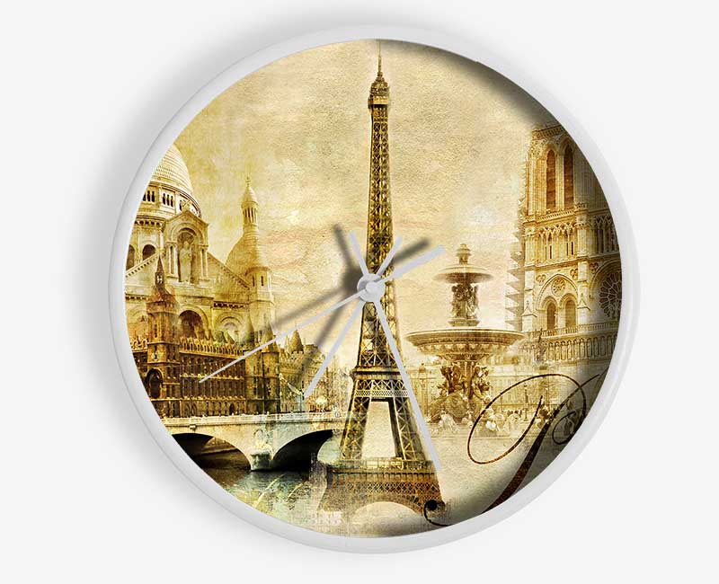 Eiffel Tower Retro 13 Clock - Wallart-Direct UK