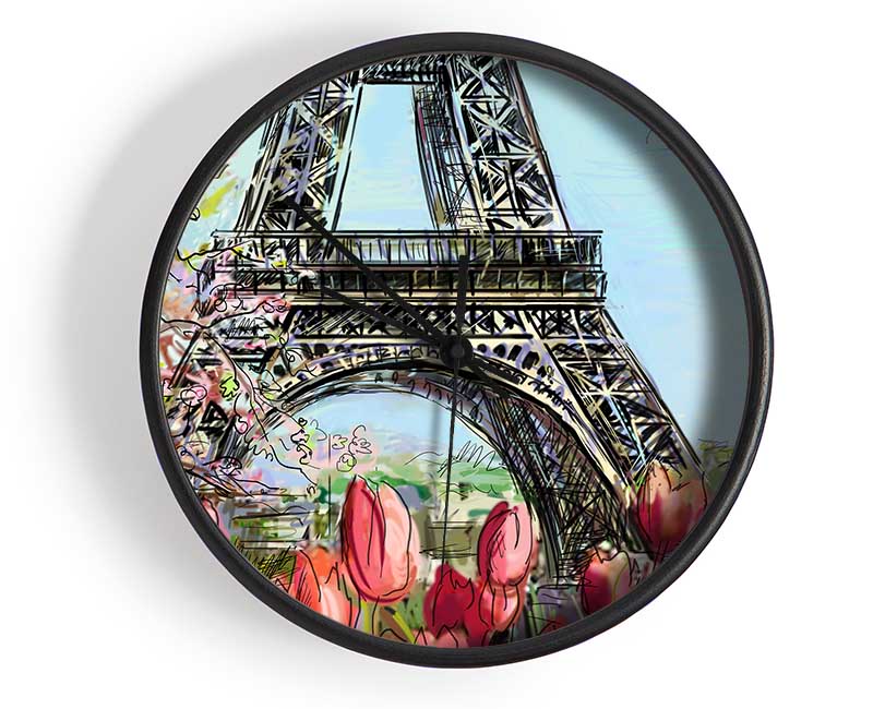 Eiffel Tower Close Up 3 Clock - Wallart-Direct UK