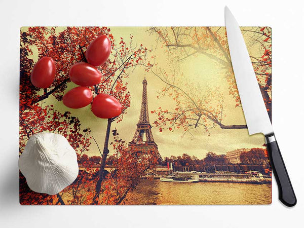 Eiffel Tower Retro 12 Glass Chopping Board