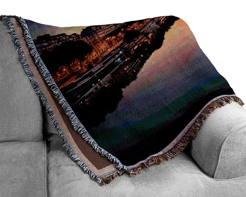 Eiffel Tower Over The River Seine 3 Woven Blanket