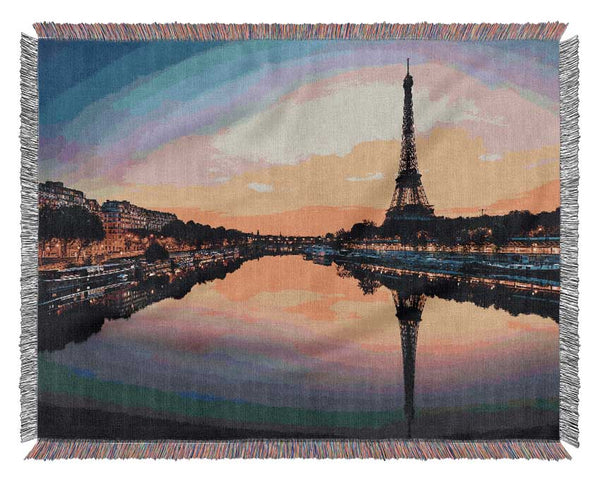 Eiffel Tower Over The River Seine 3 Woven Blanket