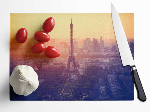 Eiffel Tower Over The Cit Glass Chopping Board