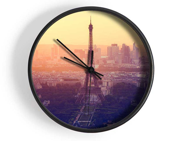 Eiffel Tower Over The Cit Clock - Wallart-Direct UK