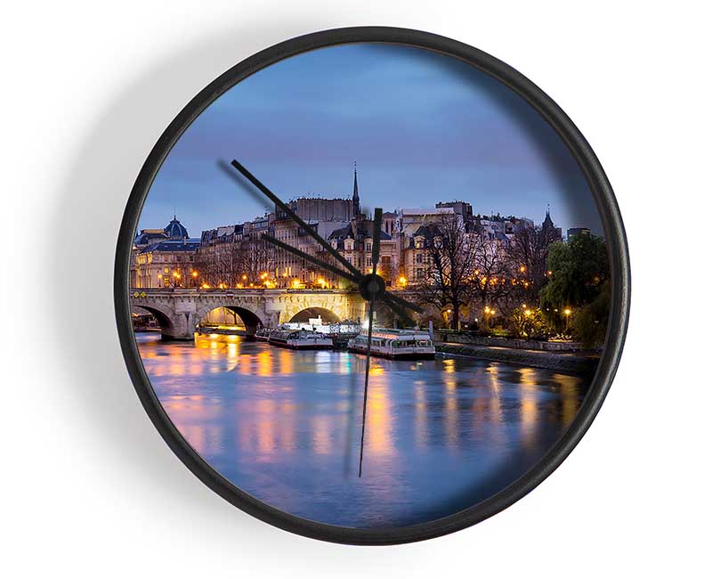 River Seine At Twilight 2 Clock - Wallart-Direct UK