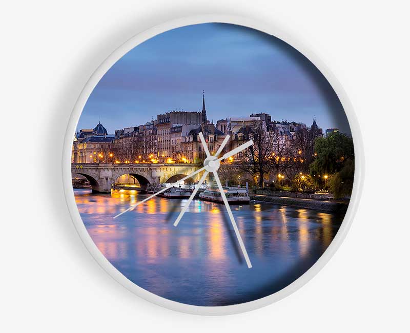 River Seine At Twilight 2 Clock - Wallart-Direct UK