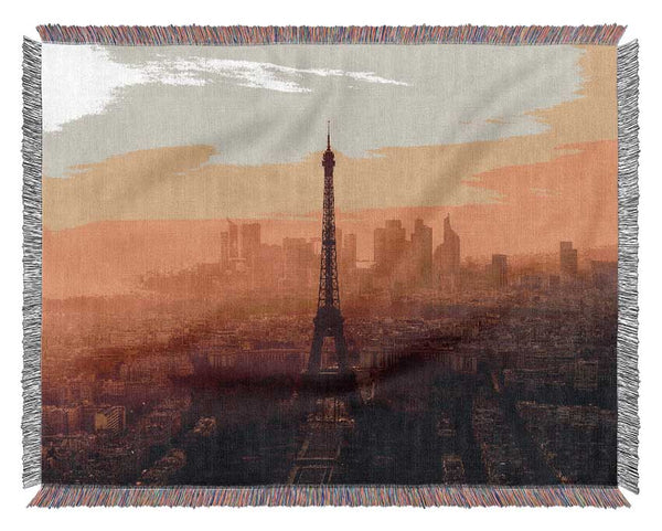 Eiffel Tower Sunset Skies Woven Blanket