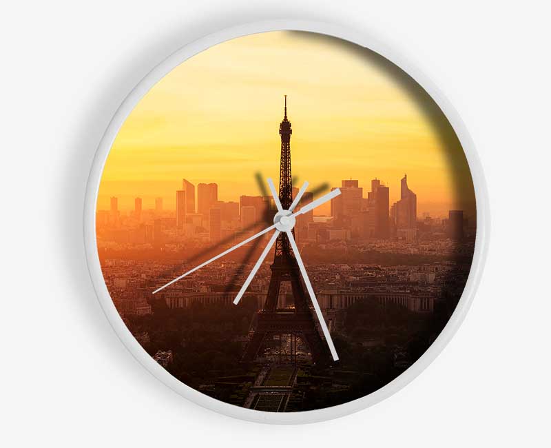 Eiffel Tower Sunset Skies Clock - Wallart-Direct UK