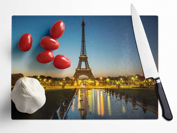 Eiffel Tower Night Lights 2 Glass Chopping Board