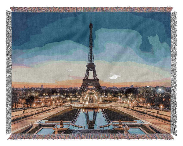 Eiffel Tower Night Lights Woven Blanket