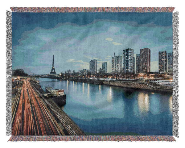 Eiffel Tower Over The River Seine 1 Woven Blanket