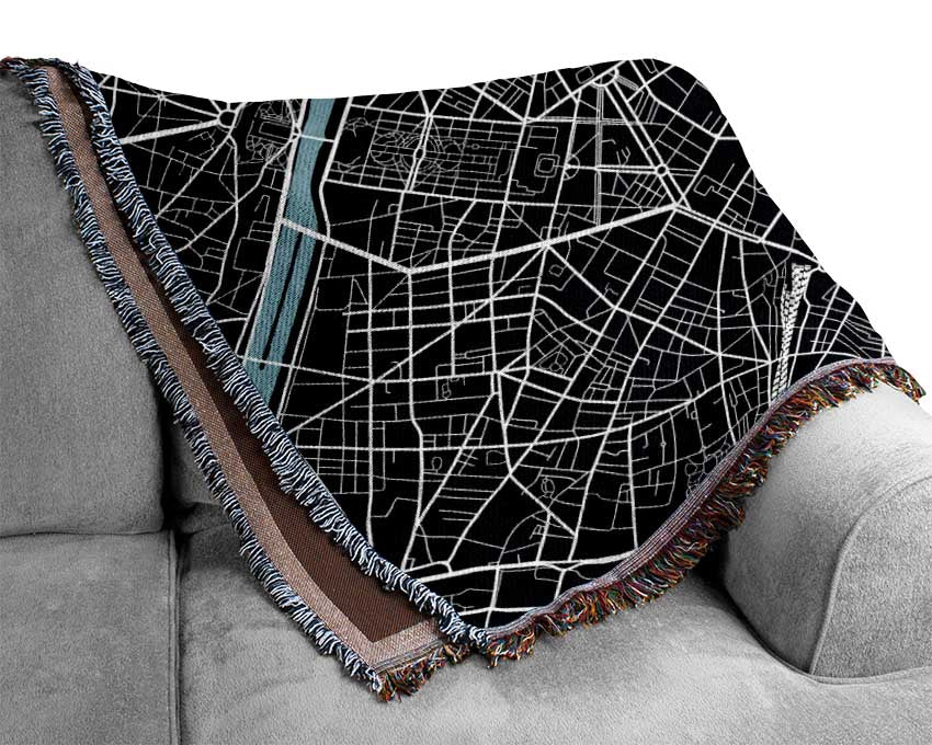 Map Of The City 6 Paris Woven Blanket