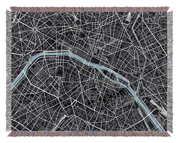 Map Of The City 6 Paris Woven Blanket