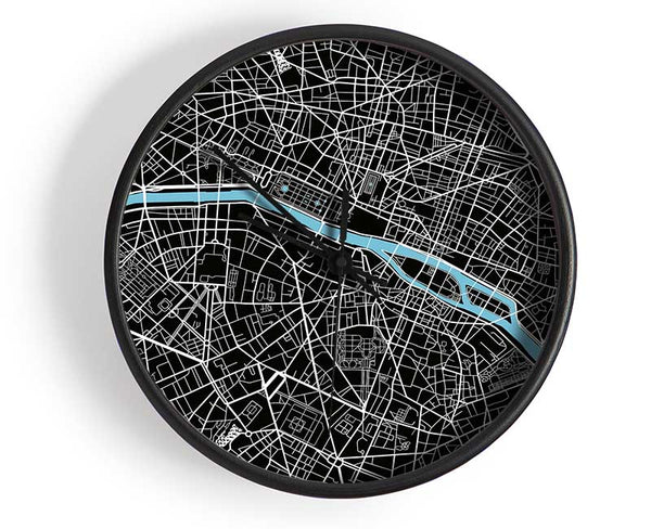 Map Of The City 6 Paris Clock - Wallart-Direct UK