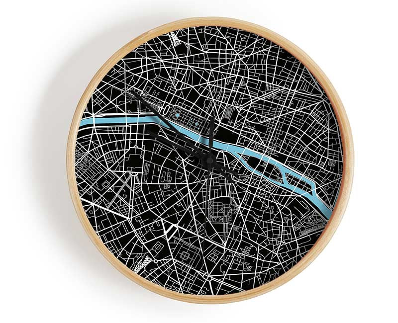 Map Of The City 6 Paris Clock - Wallart-Direct UK