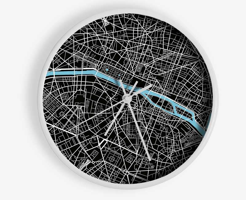 Map Of The City 6 Paris Clock - Wallart-Direct UK