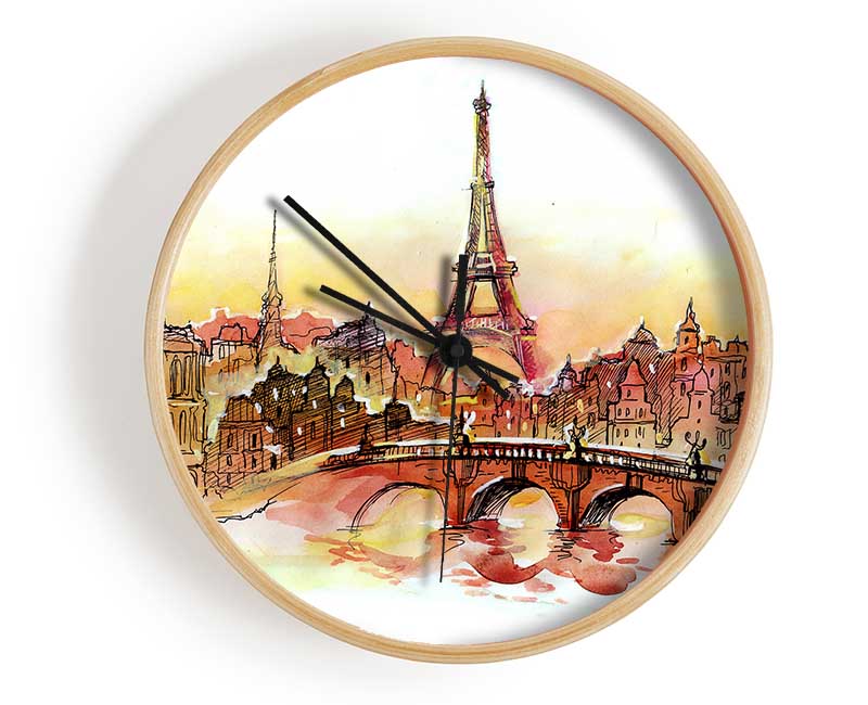 Eiffel Tower Over The City 2 Clock - Wallart-Direct UK