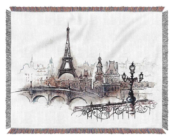 Eiffel Tower Over The City 4 Woven Blanket