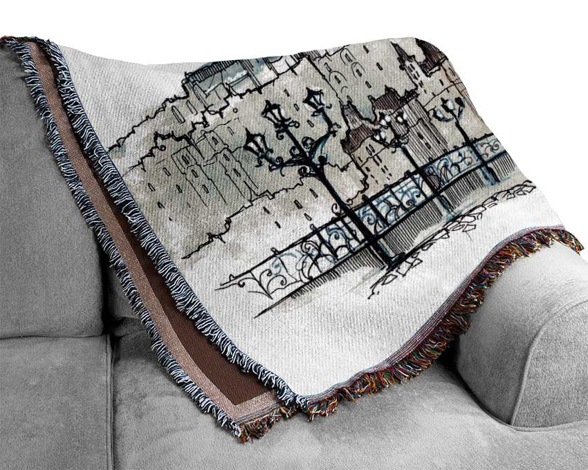 Eiffel Tower Over The City 3 Woven Blanket