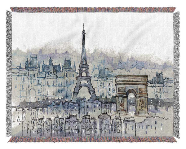 Eiffel Tower Over The City 6 Woven Blanket