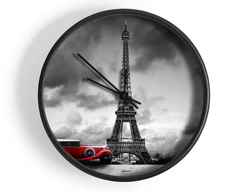 Eiffel Tower Red Classic Clock - Wallart-Direct UK