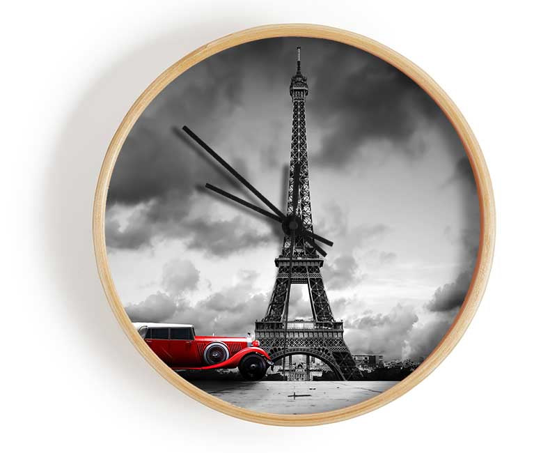 Eiffel Tower Red Classic Clock - Wallart-Direct UK