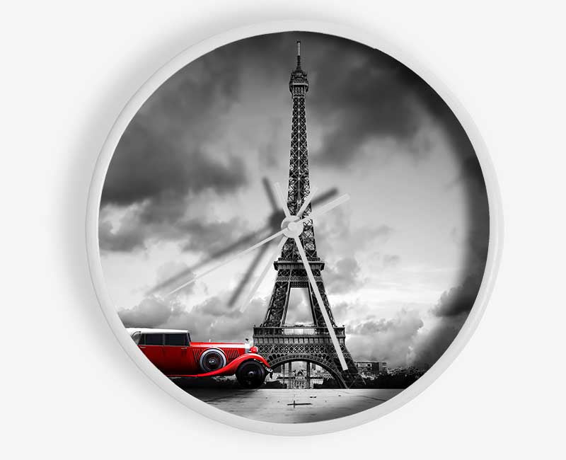 Eiffel Tower Red Classic Clock - Wallart-Direct UK