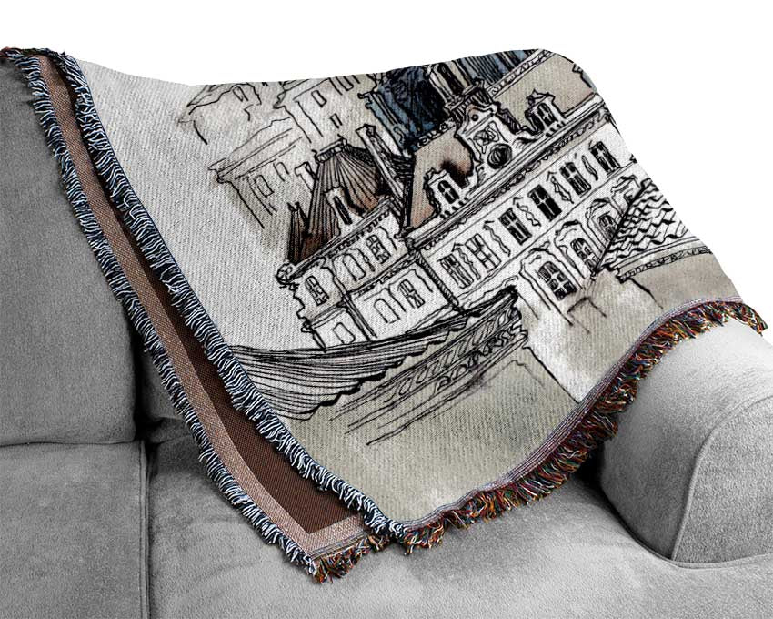 Eiffel Tower Over The Ciity 8 Woven Blanket