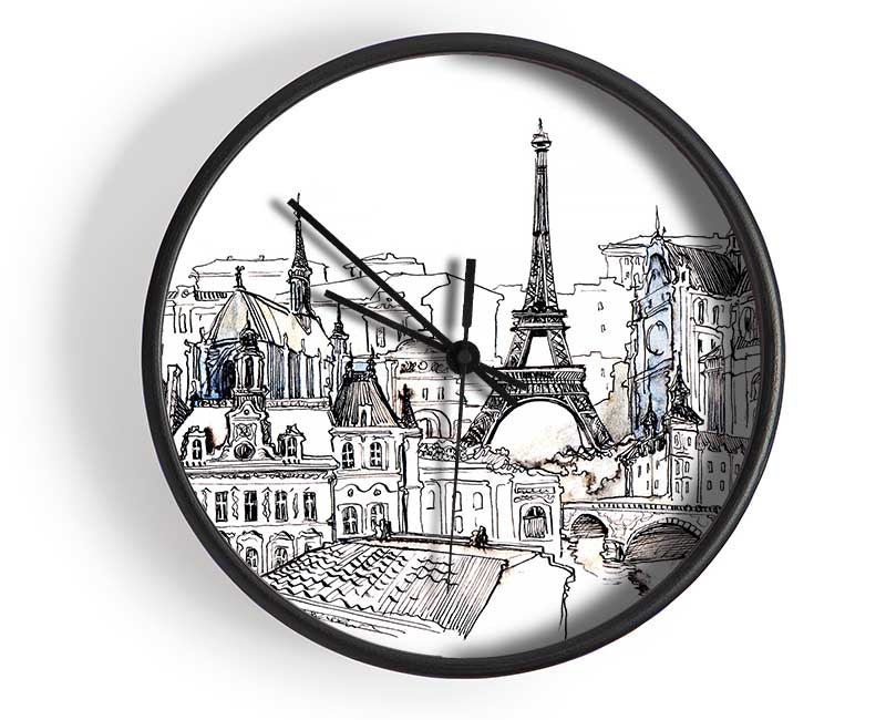 Eiffel Tower Over The City 7 Clock - Wallart-Direct UK