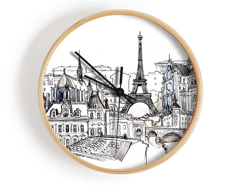 Eiffel Tower Over The City 7 Clock - Wallart-Direct UK