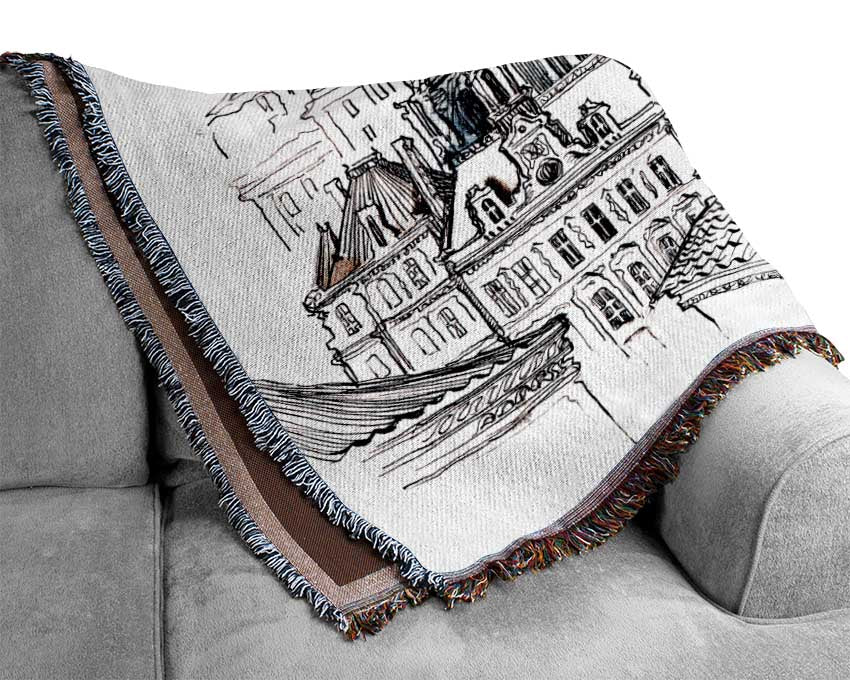 Eiffel Tower Over The City 7 Woven Blanket