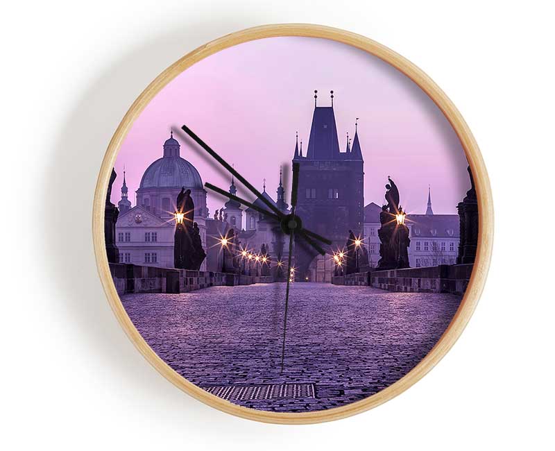 Charles Bridge At Dusk Clock - Wallart-Direct UK