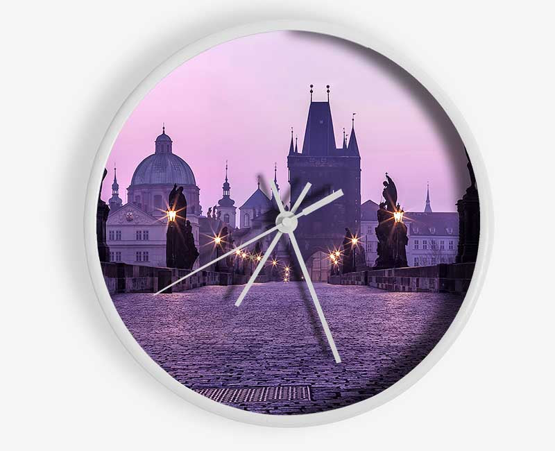 Charles Bridge At Dusk Clock - Wallart-Direct UK