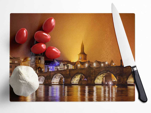 Charles Bridge Over The River Vltava Glass Chopping Board